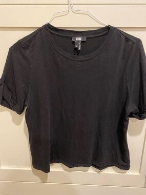 PAIGE black rolled cuff tee S
